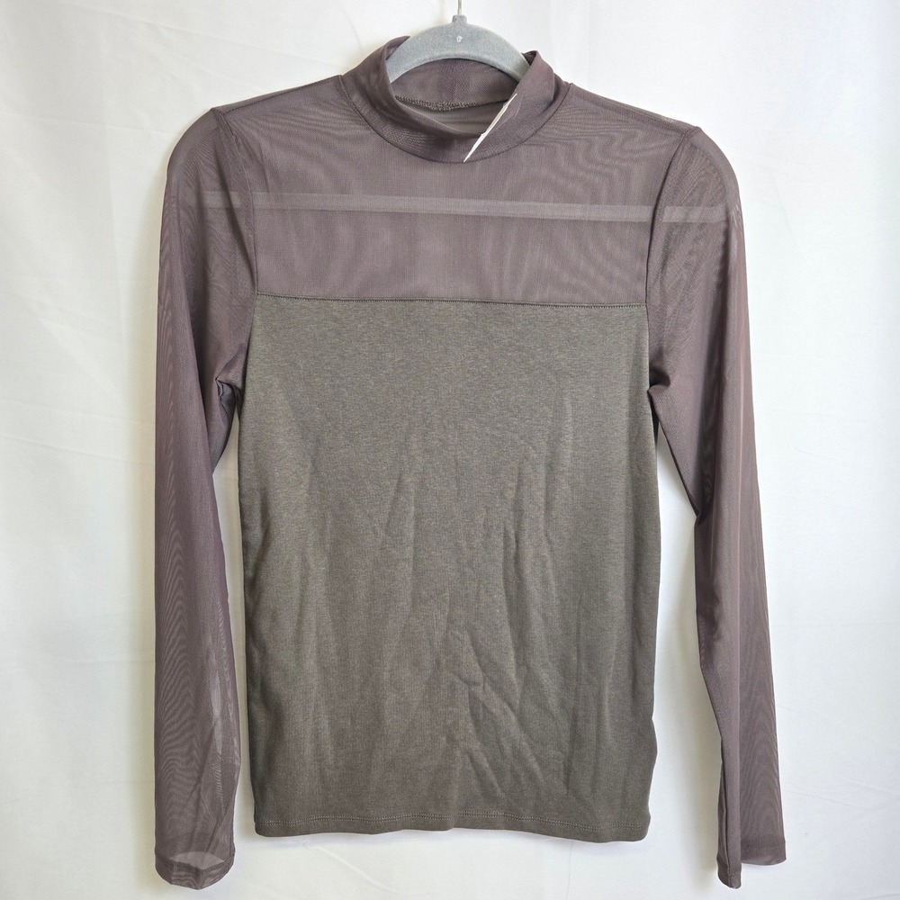Gap Modern Mockneck Mesh Long Sleeve T-shirt, Cotton Modal, Size Small, New